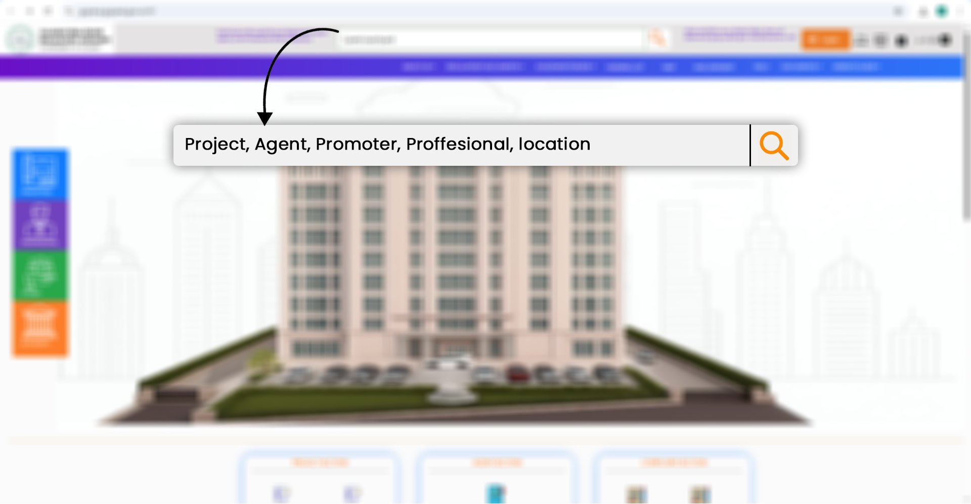 Highlighted Gujarat RERA website search bar with options to search by project, agent, promoter, professional, or location, guiding users to verify Gujarat RERA project status and details online