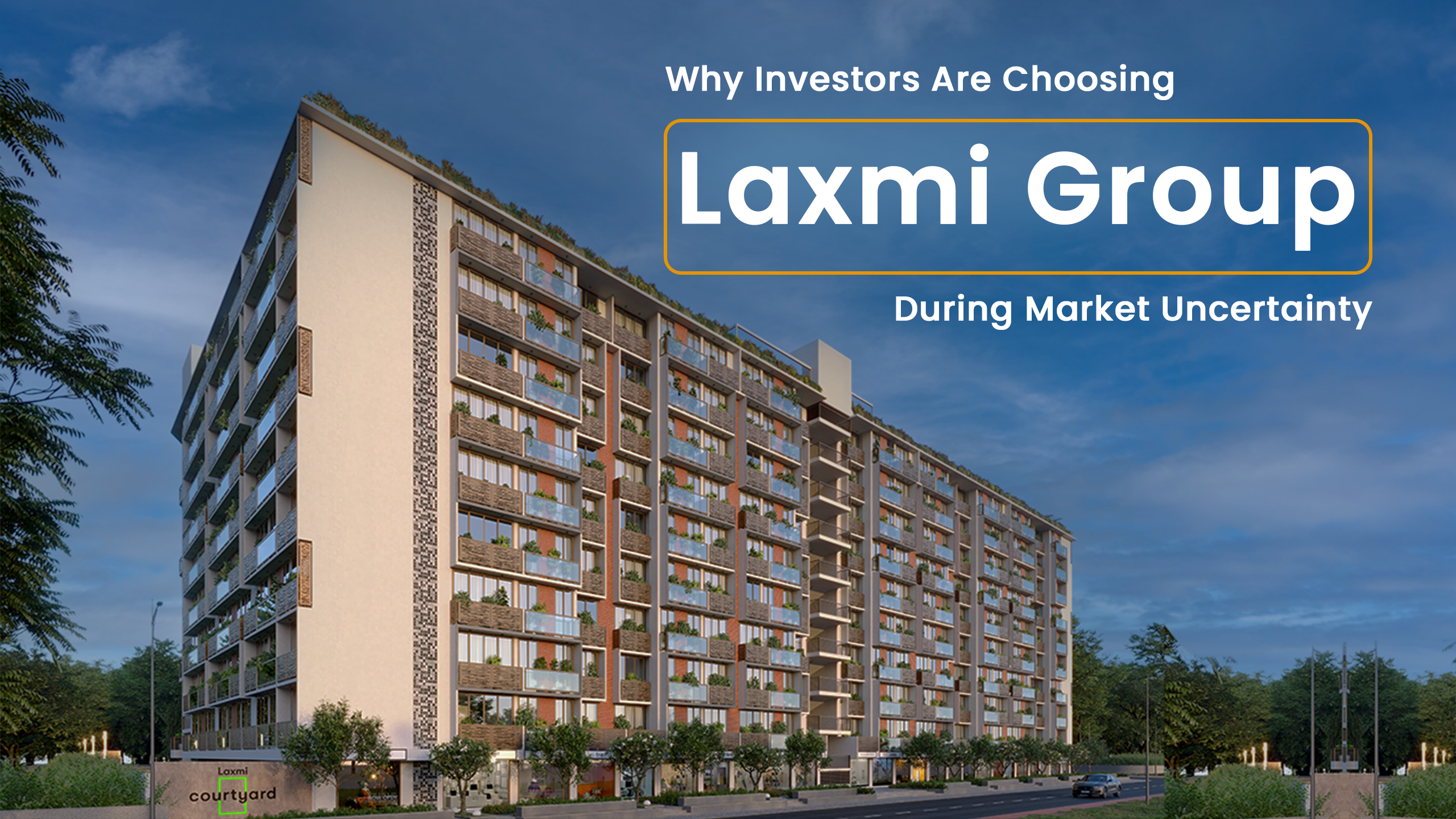 Modern residential apartment project by Laxmi Group in Ahmedabad, highlighted as a stable investment choice during 2026 real estate crash concerns in India, showcasing strategic location planning, phased inventory, and demand-driven development.