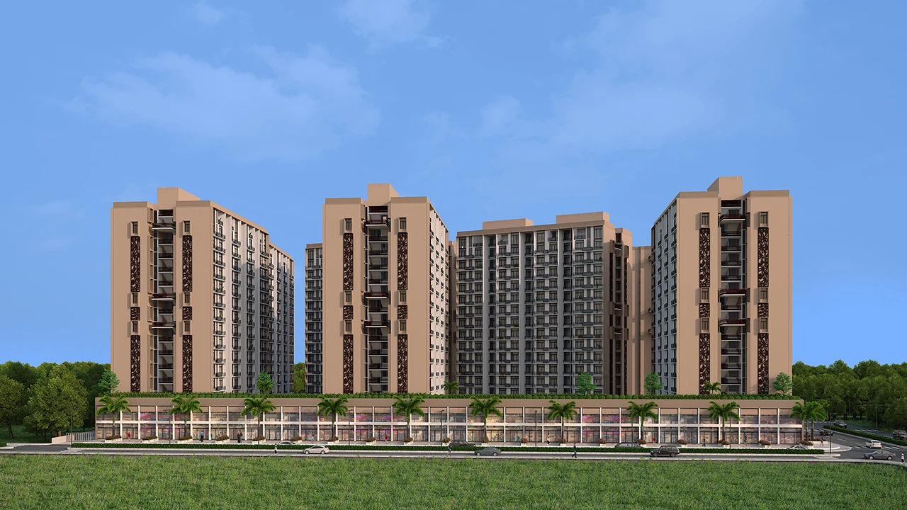 Modern residential and commercial real estate project in Ahmedabad representing opportunities to start a real estate business with no money through channel partnerships, brokerage, and property sales careers.