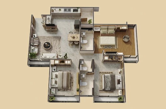 3 BHK configurations and floor plans at The Universe by Laxmi in Nikol
